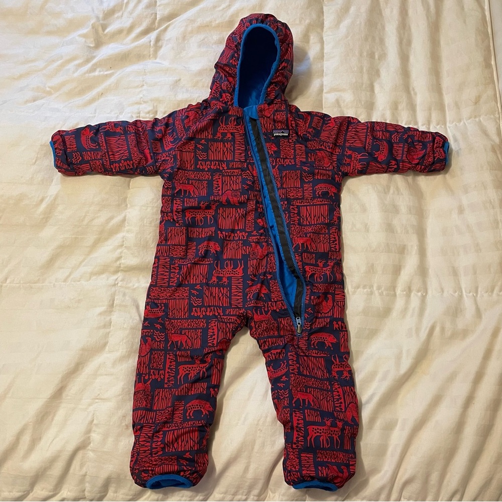 Toddler Hooded Snowsuit Winter Coverall - Red/Blue